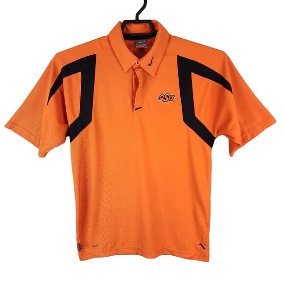 Men's Orange & Black Nike Team Polo Shirt Oklahoma University OSU Short Sleeve S - Picture 1 of 14